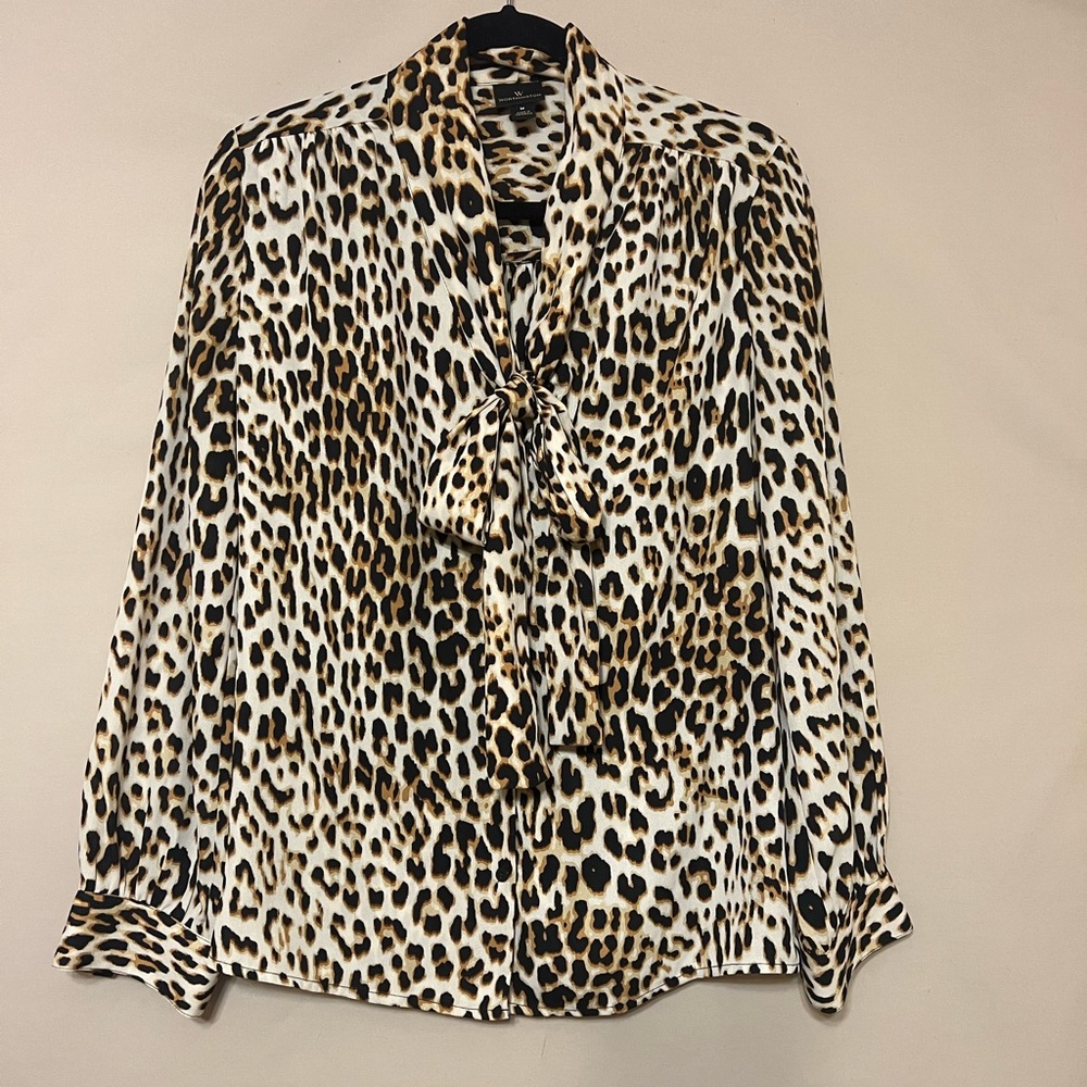 Leopard Print Blouse Tie Size M
